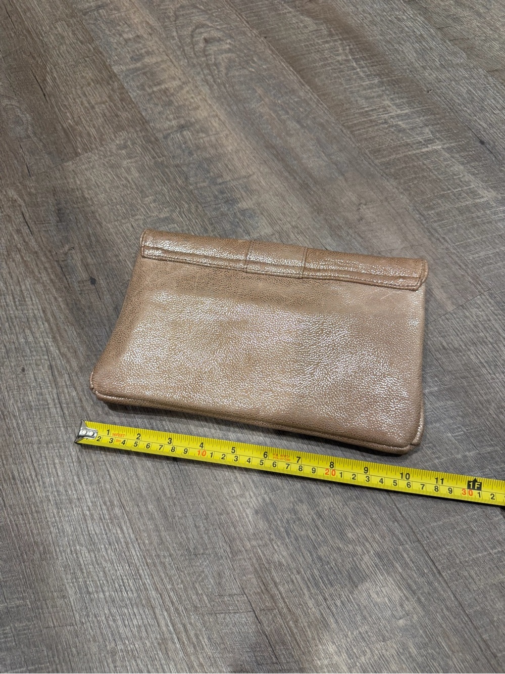 Elaine Turner Arabella Gold Leather Lizard Embossed Clutch Handbag Purse - Picture 8 of 8